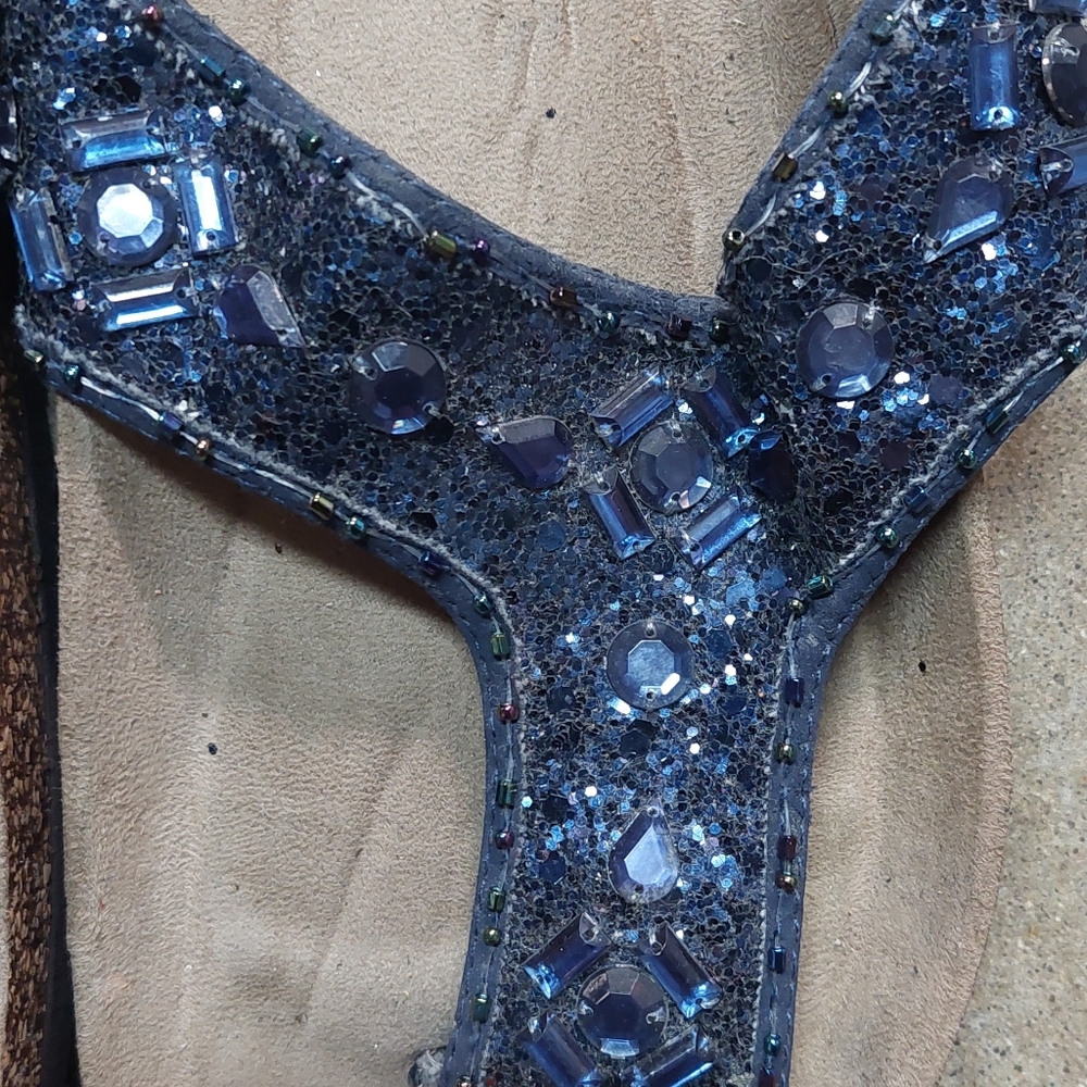Gorgeous jeweled thong sandal, Size: 9M, color: Navy Blue - Picture 2 of 7